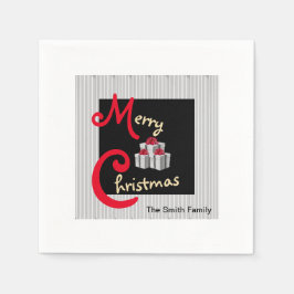 ピンストライプホリデイ スタンダードカクテルナプキン