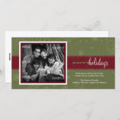 ピンストライプリボンホリデーフォトカード シーズンカード (正面/裏面)