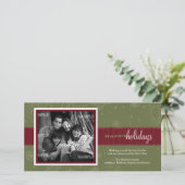 ピンストライプリボンホリデーフォトカード シーズンカード (スタンド正面)