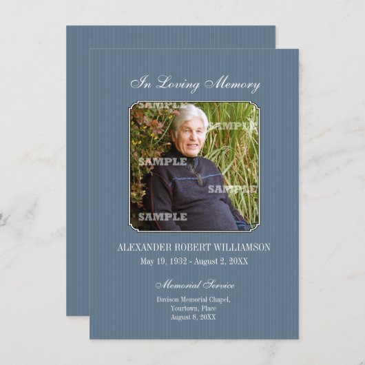 ピンストライプ写真記念招待状 案内状 (正面/裏面)