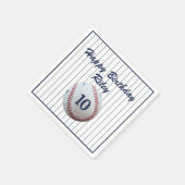 ピンストライプ野球の誕生日パーティー スタンダードカクテルナプキン (角)