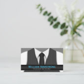 ピンストライプ・スーツ・ベスト・タイ・バーテンダー・ビジネス・カード 名刺 (スタンド正面)