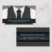ピンストライプ・スーツ・ベスト・タイ・バーテンダー・ビジネス・カード 名刺 (正面/裏面)