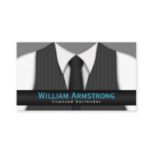 ピンストライプ・スーツ・ベスト・タイ・バーテンダー・ビジネス・カード