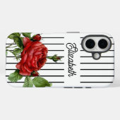 ピンストライプ レッド ローズ 名前 Case-Mate iPhoneケース (裏面 (横))