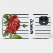 ピンストライプ レッド ローズ 名前 Case-Mate iPhoneケース (裏面(横))