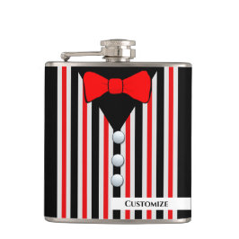 ピンスプリドベスト&レッドボウタイビニールフラスコ包まれたグ フラスク