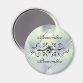 ピンタックサテンのダイヤモンドシルバーブルーエレガント マグネット (正面/裏面)