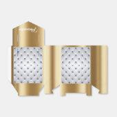 ピンタック白と金ゴールド エレガント フェイバーボックス (折り畳みなし)