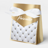 ピンタック白と金ゴールド エレガント フェイバーボックス (正面サイド)