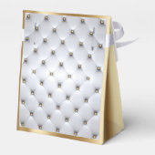ピンタック白と金ゴールド エレガント フェイバーボックス (裏面サイド)