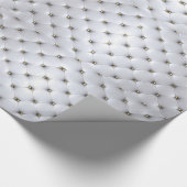 ピンタック白と金ゴールド エレガント ラッピングペーパー (角)