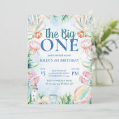 ピンタブルファースト誕生日招待状沿岸海 招待状 (スタンド正面)