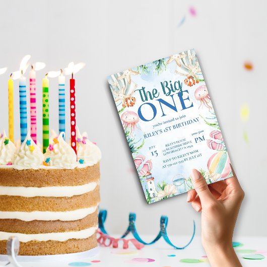 ピンタブルファースト誕生日招待状沿岸海 招待状