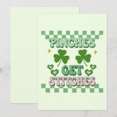 ピンチがステッチになる面白いセントパトリックデー シーズンカード (正面/裏面)