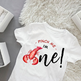 ピンチして!ロブスター坊や1歳の誕生日 ベビーTシャツ