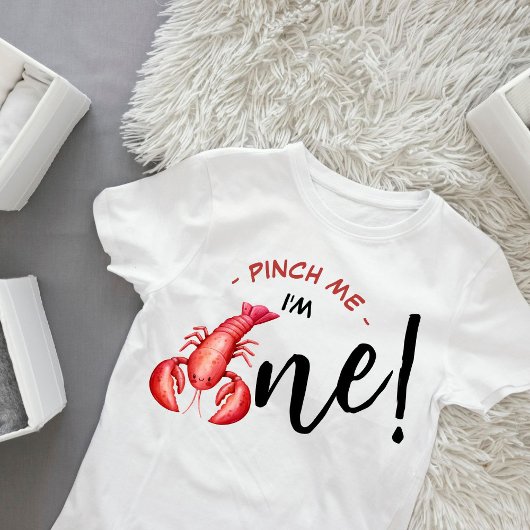 ピンチして！ロブスター坊や1歳の誕生日 ベビーTシャツ