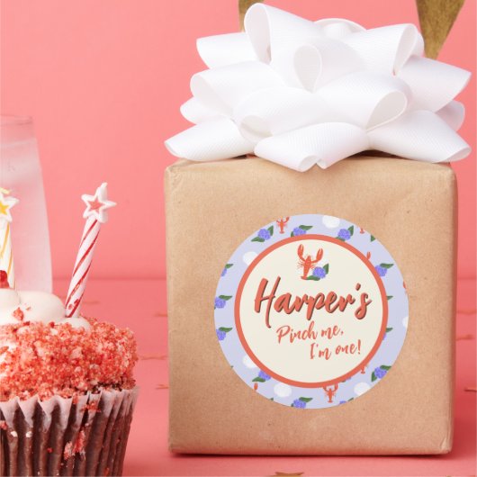 「ピンチだ！アイワンコーストロブスター誕生日 ラウンドシール (パーティー)