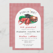 ピンチだ！魚介ザリガニが煮沸おもしろい卒業 招待状 (正面/裏面)