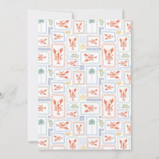 ピンチミーロブスター誕生日沿岸ストライプ 招待状 (裏面)