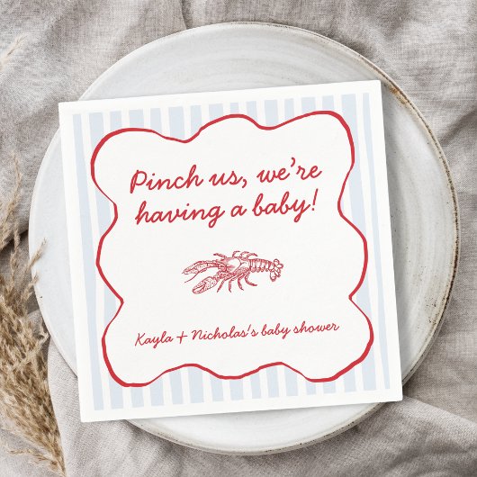 ピンチ私たちザリガニ南の赤ちゃんシャワーを沸騰 スタンダードカクテルナプキン