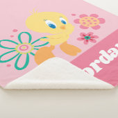 ピンティ緑の線花 シェルパブランケット (3/4)