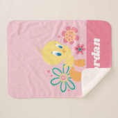 ピンティ緑の線花 シェルパブランケット (正面(横))