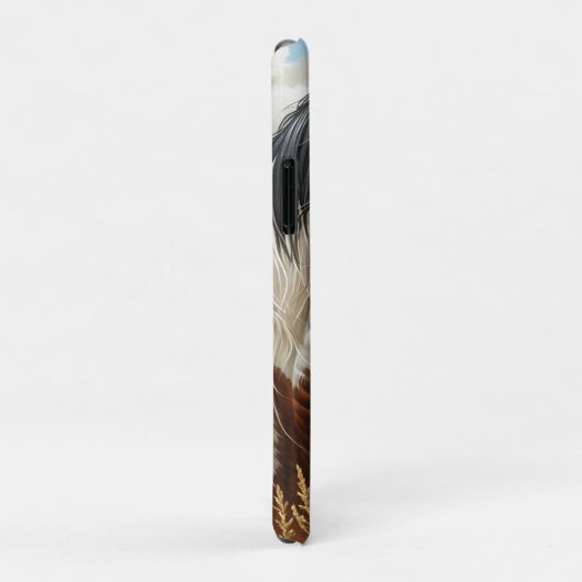 ピントかわいらしブラウンとホワイトホースonファ素朴ーム Case-Mate iPhoneケース (裏面/右)