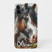 ピントかわいらしブラウンとホワイトホースonファ素朴ーム Case-Mate iPhoneケース (裏)