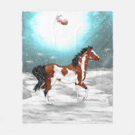 ピントアラビアホースクリスマス フリースブランケット