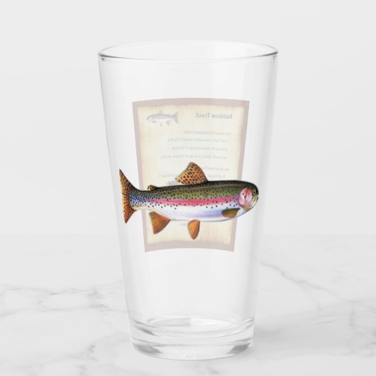 ピントガラスの魚のフラッシュカード – Rainbow Trout タンブラーグラス (正面)