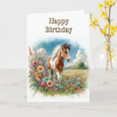 ピントホースフォールとワイルドフラワーズハッピーバースデー カード (黄色い花)