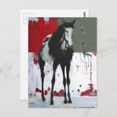 ピントホース（ばちゃばちゃ）跳ねる絵画のはがき ポストカード (正面/裏面)