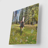 ピントランニング牧場の馬の森 スクエア壁時計 (傾斜)