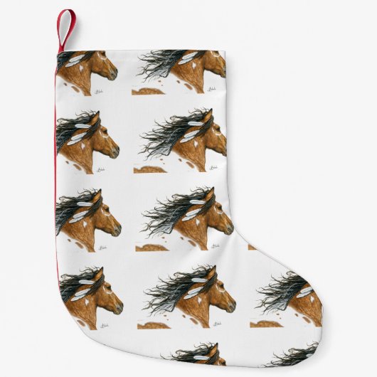 ピント絵を描ホースバイバイビールクリスマスストッキング スモールクリスマスストッキング (正面)
