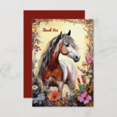 ピント・ホースと花 サンキューカード (正面/裏面)
