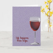 ピンドット誕生日の赤ワイン カード (黄色い花)