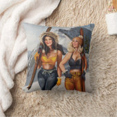 ピンナップかわいらしガールズスキー クッション (ブランケット)