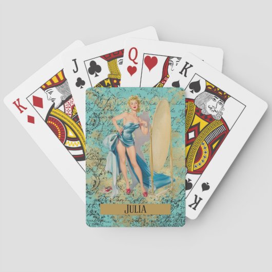 ピンナップの鏡 パーソナライズされた トランプ (裏面)