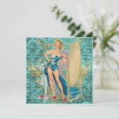 ピンナップグリーティングカード空白のの鏡の女の子 カード (スタンド正面)