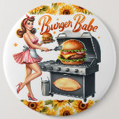 ピンナップレディヴィンテージピンバックピンバーガーベー 缶バッジ (正面)