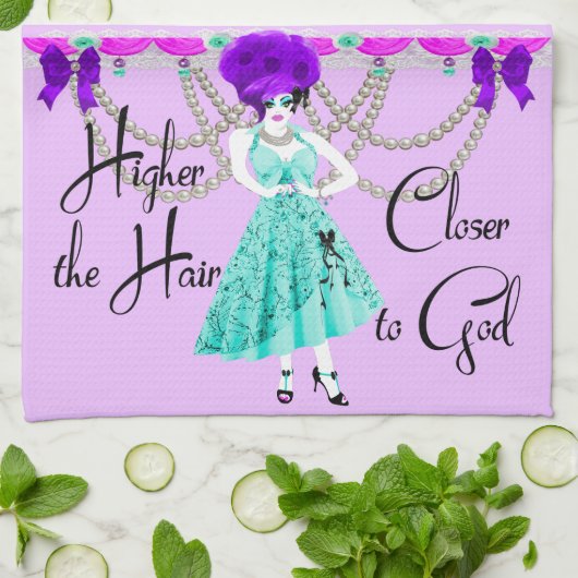 ピンナップ神に近い髪 キッチンタオル (折り畳み)