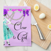 ピンナップ神に近い髪 キッチンタオル (四つ折り)