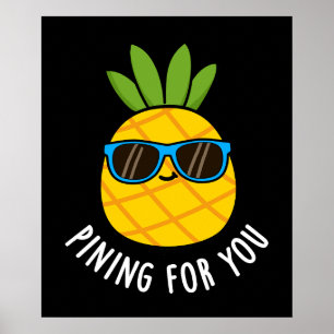 ピンニングおもしろいPineapple Pun Dark BG ポスター