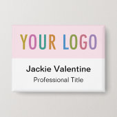 ピンバックバッジラージネームタグボタン(ロゴ付き) 缶バッジ (正面)