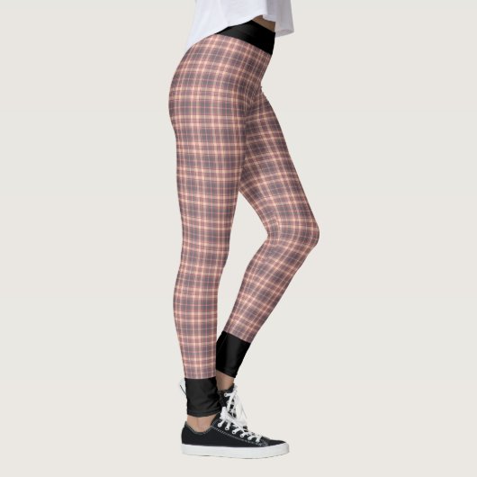 ピンパーソナライズされたクとグレーの格子縞（黒のトリム付） レギンス (右)