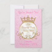 ピンパーソナライズされたクと金ゴールドプリンセス招待状 招待状 (正面)