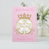 ピンパーソナライズされたクと金ゴールドプリンセス招待状 招待状 (スタンド正面)
