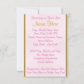 ピンパーソナライズされたクと金ゴールドプリンセス招待状 招待状 (裏面)