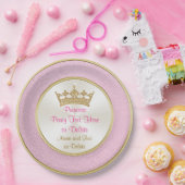 ピンパーソナライズされたクと金ゴールドプリンセス紙プレート ペーパープレート (パーティー)